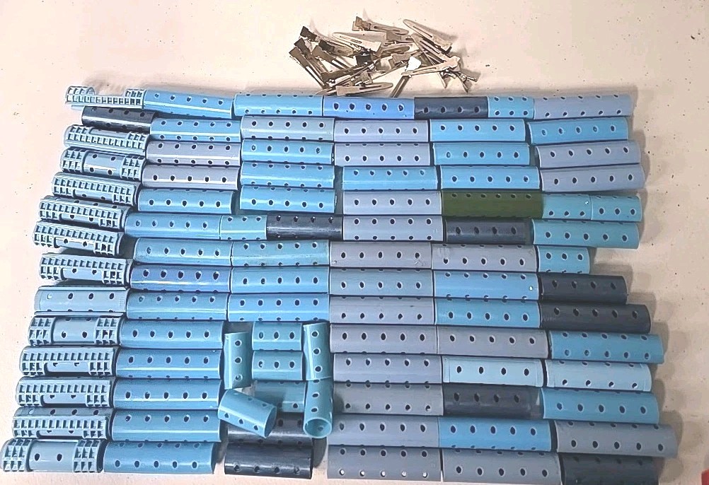 Vintage Plastic Hair Rollers Retro Housewife 70s 80s Lot Same Size W Metal Clips