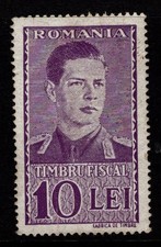 Romania 1942 10L Doc Revenue MH / H Rem Full Gum Blue Chalk Paper - S54386