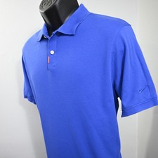 Nike Golf Polo Blue Dri Fit Performance Cotton Blend Short Sleeve Mens Large