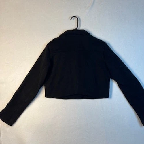 Chaqueta de moto Forever 21 negra para mujer M recortada imitación gamuza cremallera completa Foto 2 de 4