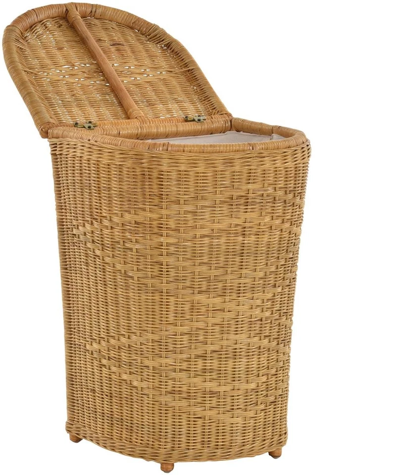 Edle Rattan Wäschetonne Wäschekorb mit Deckel mit Inlett Wäschesammler (Honig) - Bild 3 von 4