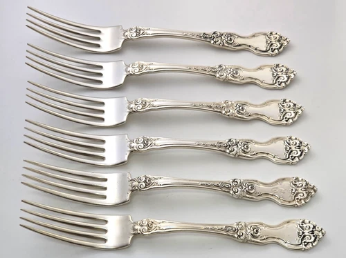 6 Wallace LA REINE Sterling Silver Forks  7 1/4" Inch - NO MONO 362g