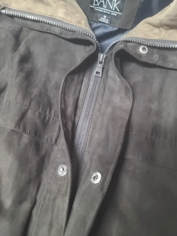 Jos. A. Bank M dark brown polyester coat jacket zip out liner snap & zip front - Image 2 of 4