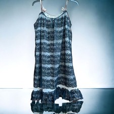Vintage Movie Star M Black Lace Nightie Lingerie Semi Sheer Nightgown