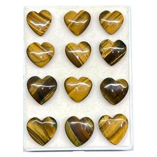 12 Pcs Natural Tiger's Eye 20-25mm Heart Shape Pendant Size Loose Gemstones Lot