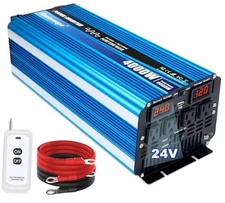 4000W Pure Sine Wave Inverter 24V DC to 110V/120V AC Converter with 4 4000W-24V
