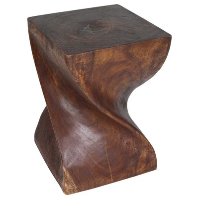 HAUSSMANN INC Haussmann Big Twist Wood End Table 14 in SQ x 20 in Height Mocha Oil