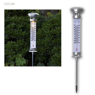 LED Solar Garten-Thermometer ''CELCIUS'' beleuchtet Außen-Termometer mit Erdspieß