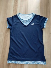 Babolat Navy V-neck Short Sleeve Tennis T-shirt Flower Print L Size