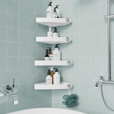 4 Estantes Blancas Adhesivos Organizador De Plastico Ducha Para Ba o Esquinero