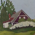 Original Farmhouse Landscape Painting Red Country House 11x14 Acrylic Art — photo 3