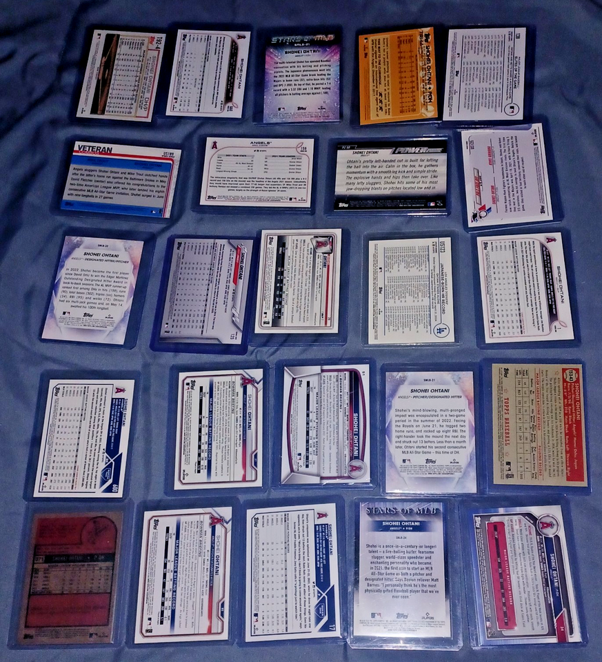 Shohei Ohtani HUGE (24) Card Lot NO DUPLICATES in penny sleeves and ...