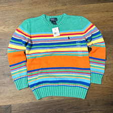 Polo by Ralph Lauren Boys Size 7 Striped Cotton Knit Crewneck Sweater