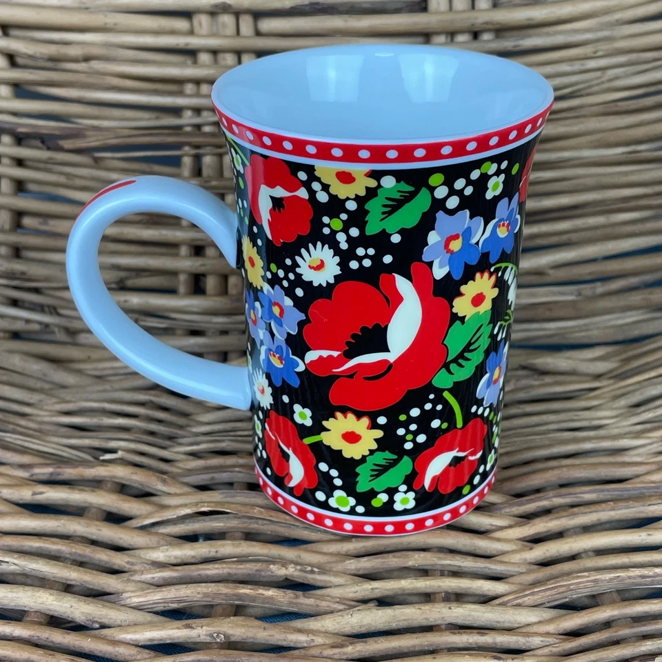 Taza de café floral negra y roja Vera Bradley Poppy Fields Barnes & Noble Foto 2 de 4