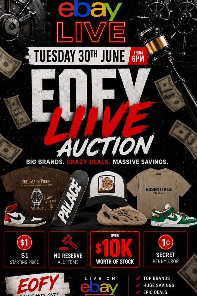 💥 The Vault EOFY Live: No Reserve, $1 Starts, Penny drops, $10K Stock