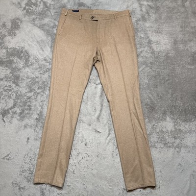 Peter Millar Pants Men s Size 38x36 100% Camel Hair Flat Front Trousers Plaid