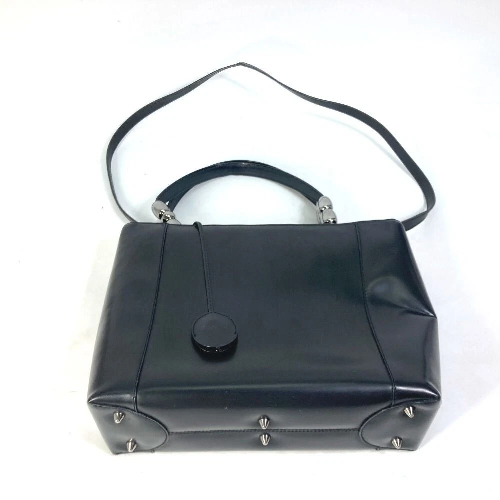 Sac fourre tout Christian Dior Maris perle bandoulière cuir noir vintage occasion
