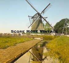 Glass Positive - 1935 The Netherlands Windmill Near Haarlem Color 3" x 4"