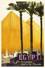 1930s “Egypt - Fascinating Pyramids” Vintage Style Travel Poster - 16x24