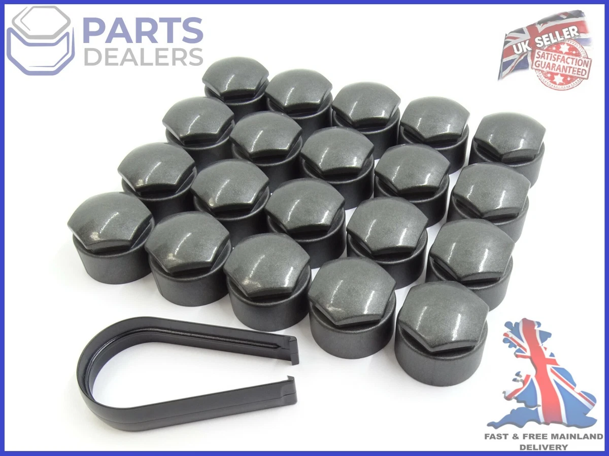 AUDI A1 A3 A4 A5 A6 A7 A8 TT 17mm WHEEL NUT COVERS LOCKING BOLT CAPS ROUND GREY
