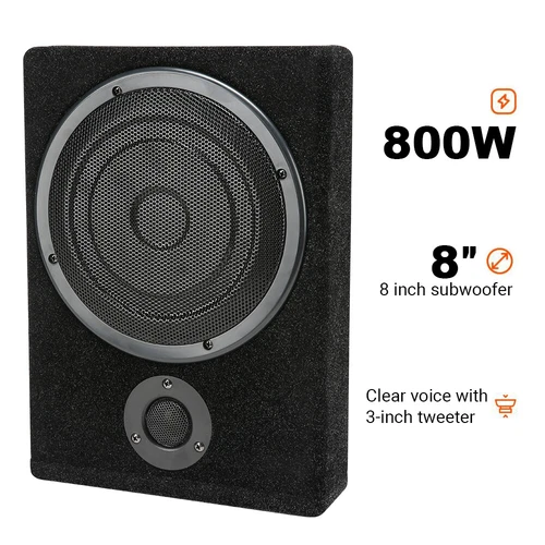 8"Car Subwoofer Under-Seat 800W Amplifier Speaker Audio Sub Woofer Slim Box Kit - Picture 4 of 11