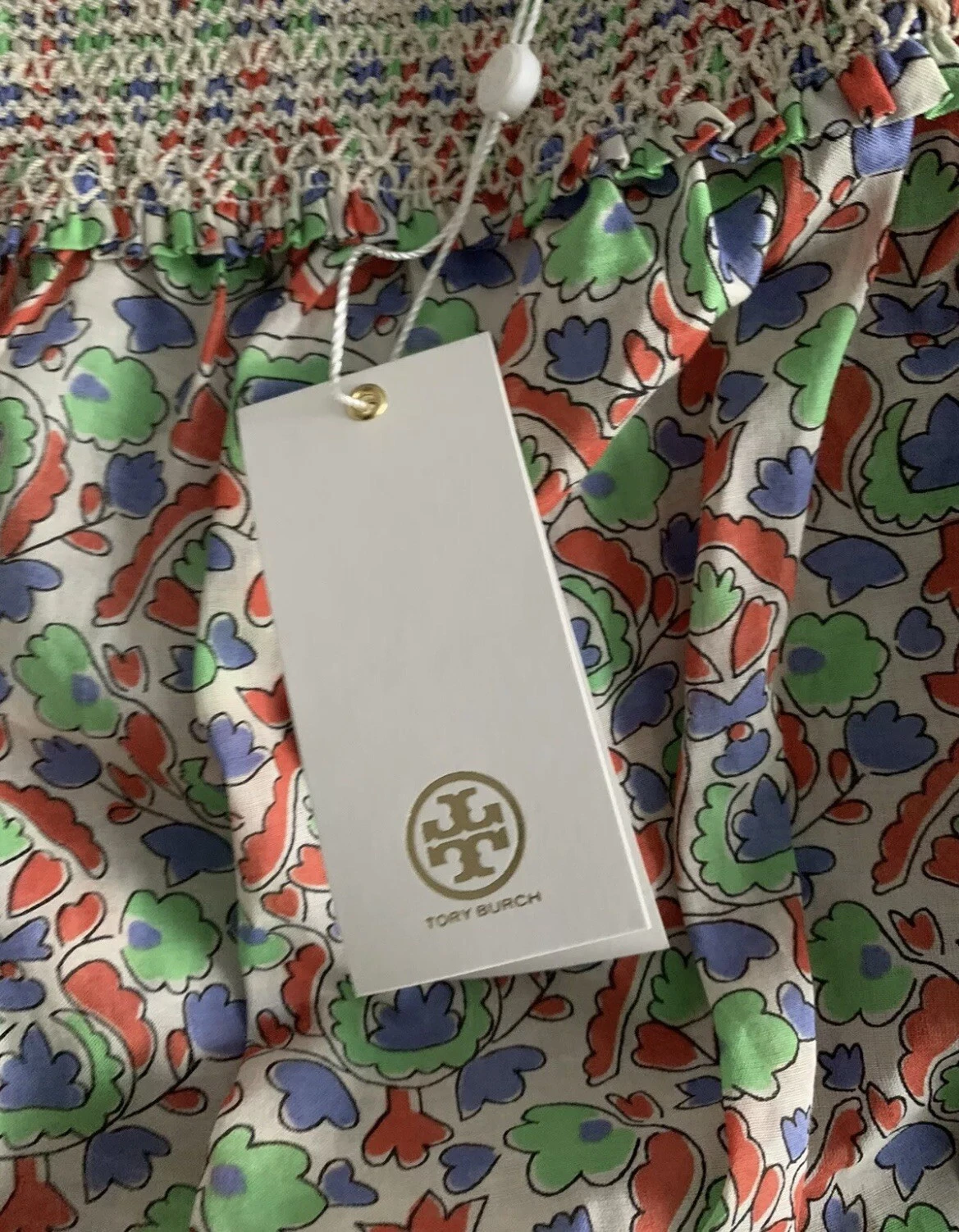 Abito prendisole nuovo con etichette autentico TORY BURCH LEGACY PAISLEY SMOCKED TAGLIA Medium $450