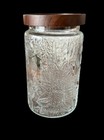 NIB Raised Pattern Glass Jar Wooden Lid 24 oz Airtight Food Storage Sunflower