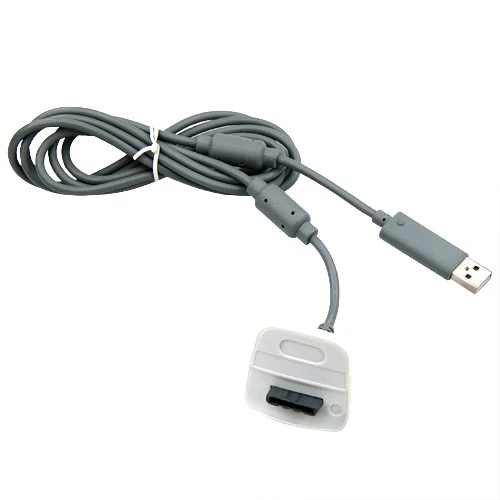 USB Charger Lead Cable for Microsoft Xbox 360 Wireless Gamepad Controller Grey - Image 3 of 4