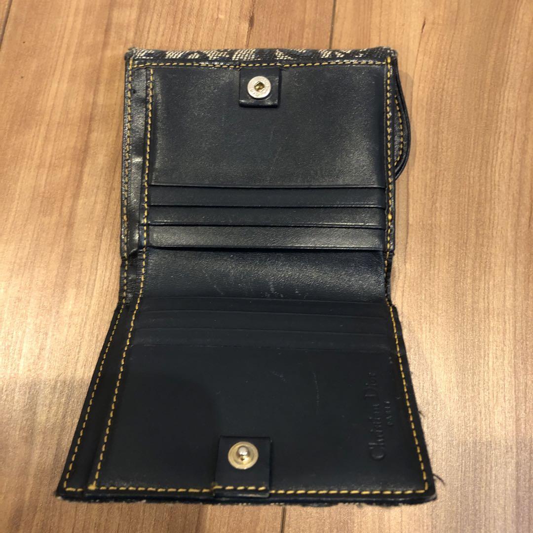 Authentic Christian Dior Trotter saddle fold wallet navy canvas
