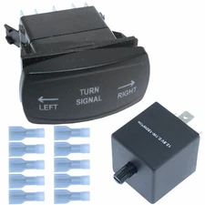 ATV UTV Rocker Switch Blue LED's Blinker Turn Signal Kit With Led Flasher Relay