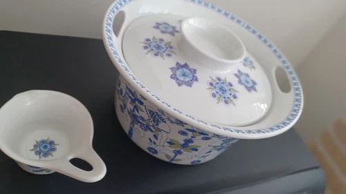 Figgjo Flint Lotte Turi Design Norway Blue Porcelain Casserole Lid Silkscreen