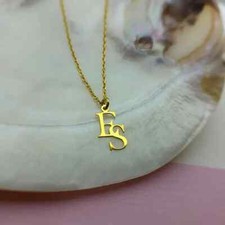 Couple Initial Necklace for Women's Two Letter Pendant 14K Yellow Gold Plated