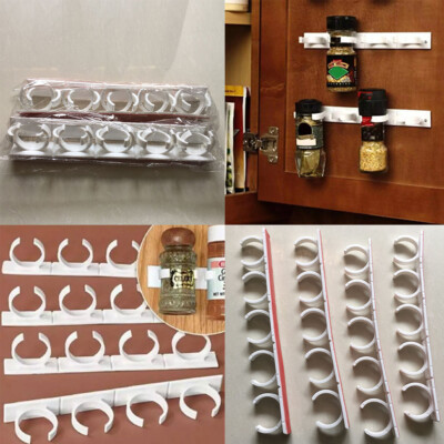 US 4Pc 20 Slot Jar Spice Clip Strip Door Wall Universal Organizer Rack Gripper