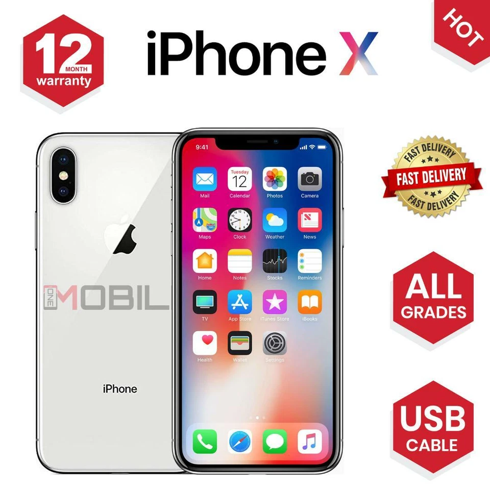 Apple iPhone X (iPhone 10) 64GB 256GB All Colours Unlocked- VERY GOOD CONDITION - Image 3 of 3