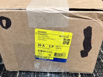 NEW Square D HGA36020 3p 600v 20a 35k  I-Line Circuit Breaker NEW IN BOX