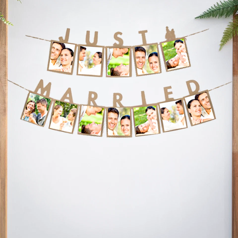 BANNER FOTO BODA.AÑADIR FOTO PARA BANDERÍN PERSONALIZADO.TARJETA KRAFT. Foto 3 de 4