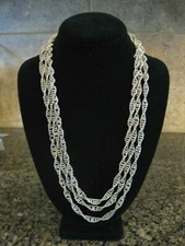 Vintage Dark Silver Tone Continuous 74” Twist Chain Necklace / Flapper Length