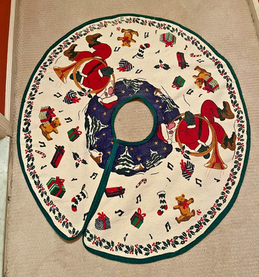 Vintage 45'' Needlepoint Christmas Tree Skirt fr the David Kay Catalog Circa 1990