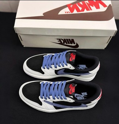 DM7866-040 Travis Scott x Air Jordan 1 Low Black White Blue size 7- 13