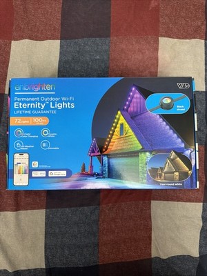 Enbrighten 100ft Wi-Fi Eternity Lights, Permanent Outdoor Lights, 72 LEDs