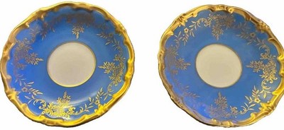Vintage Weimar Germany Katharina Set Of 2 Blue And Gold Saucers Replacement