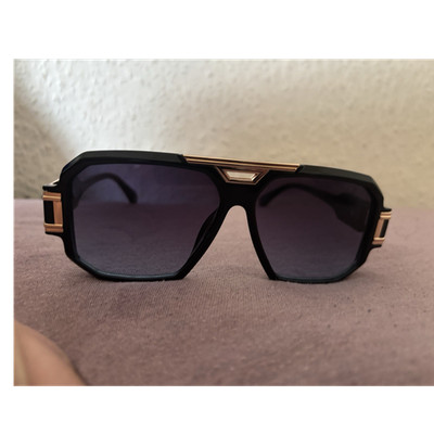 CAZAL Herren Sonnenbrille Oversize Schwarz Gold Kunststoff Metall Eckig