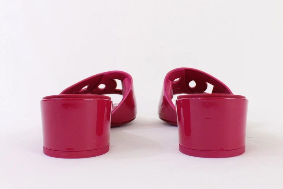 Dolce & Gabbana Auth NWOB Magenta Patent Leather Slide Sandal Heel Shoe 37 7 - Image 4 of 4