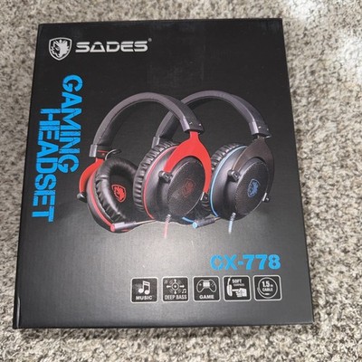 SADES CX-778 Red/Black Wired Gaming Headset Over Ear Headphones with Mic