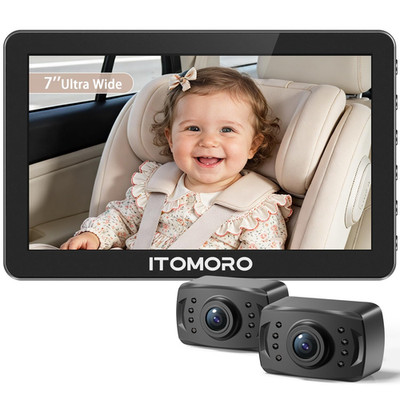 Rear Facing Mirrors, 2 Kids Baby Car Camera, 7'' Ultra Wide 1080P HD Display wit