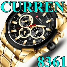 CURREN Men Watch Casual Gold Steel Wristwatch Chronograph Calendar Male Watches