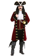 Deluxe Captain Hook Costume Men 6-Piece Jacket Vest Hat Boot Tops Red