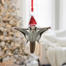 Personalized Sugar Glider Ornament Custom Name Santa Acrylic Flying Squirrel Gif