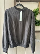 Scuffers Pinstripe Crew Neck Pullover Cropped Sweatshirt Gray Men's M