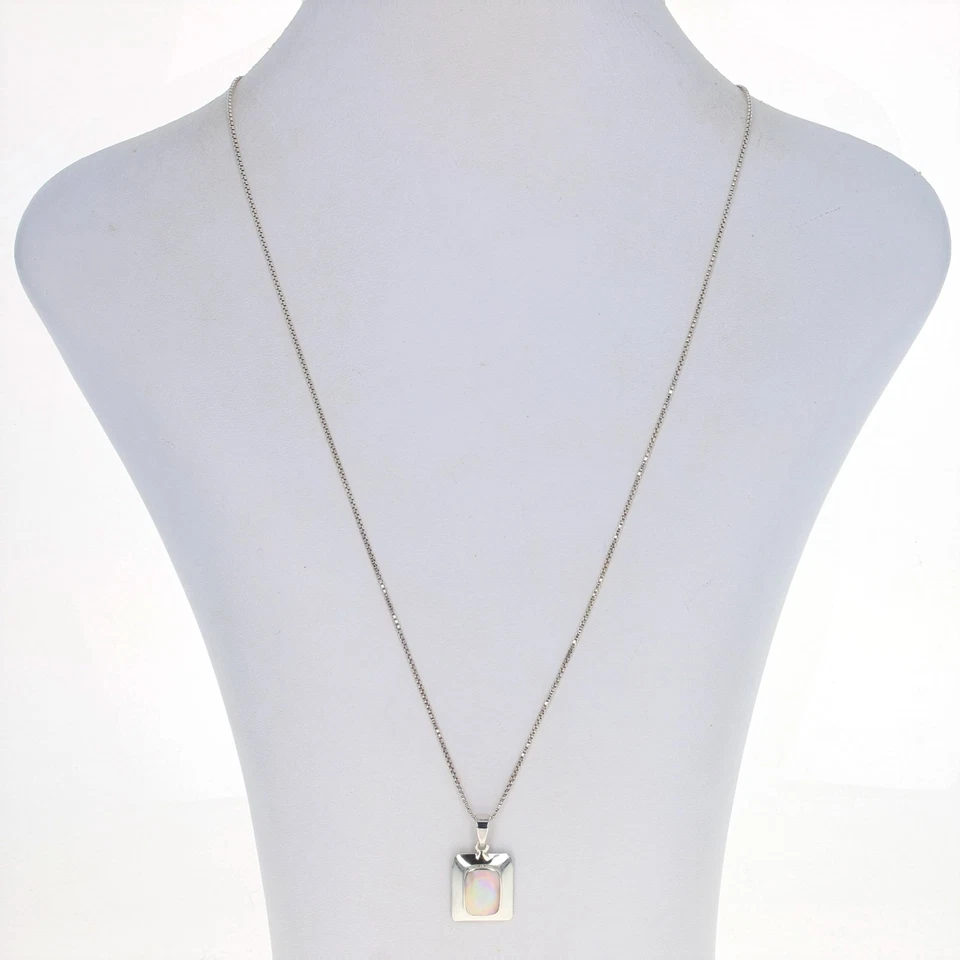 BOMA Pink Mother of Pearl Pendant Necklace 19 3/4" Sterling Silver 925 Box Chain - Image 2 of 4